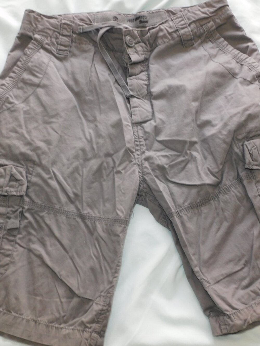 Brandit gray army cargo drawstring cargo shorts - adult large